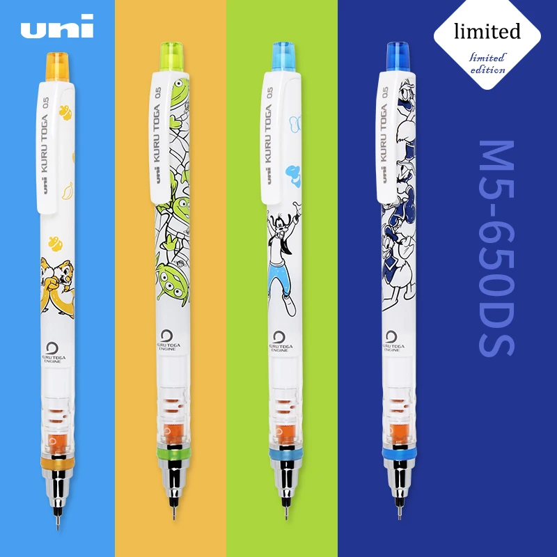 Japonsko Uni Mechanical ceruzka Kuru Toga Cartoon Limited M5-650DS Olovené jadro Automatická rotácia 0,5 mm kancelárske potreby