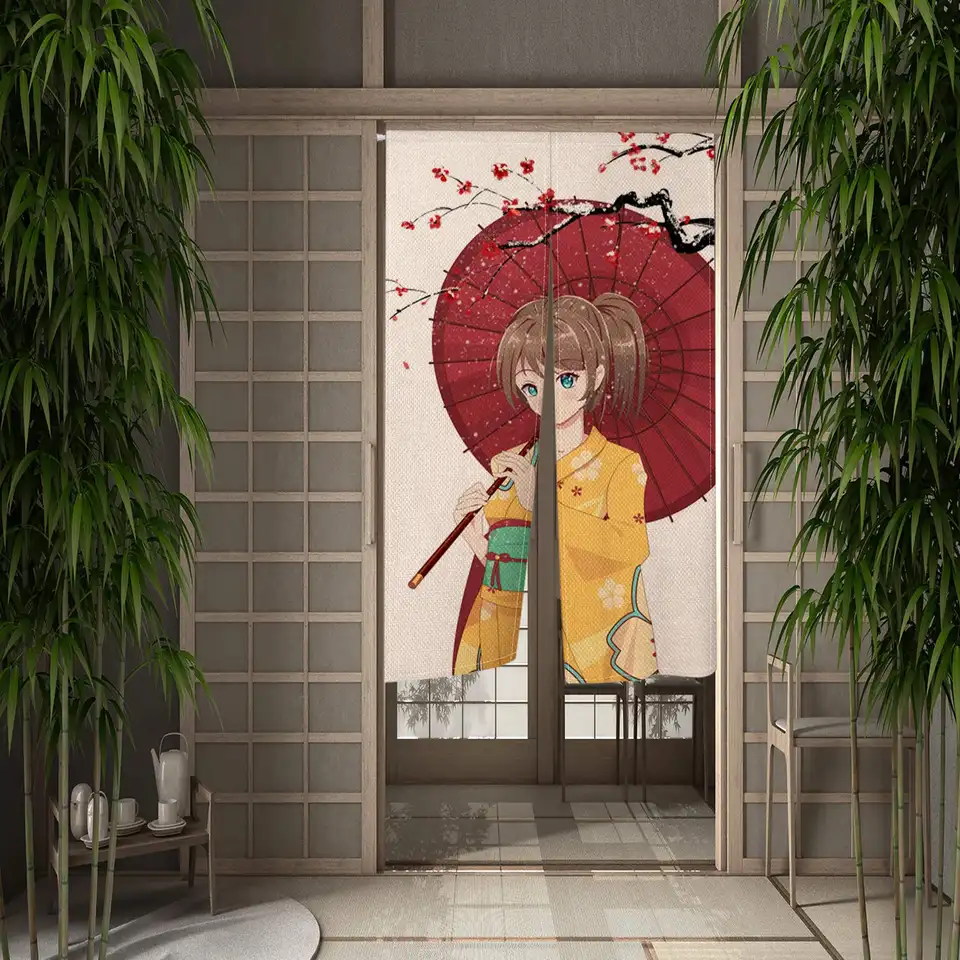Japonská anime karikatúra dievčenské záclona pre obývaciu izbu pre obývaciu izbu Kuchynské prierez
