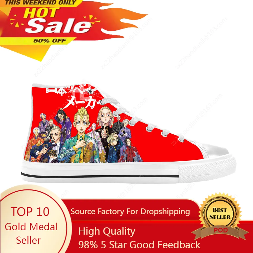 Japonská anime karikatúra manga Tokio Revengers Cool Last Letter topánky High Top Pohodlné priedušné 3D tlač Men Men Dámske tenisky