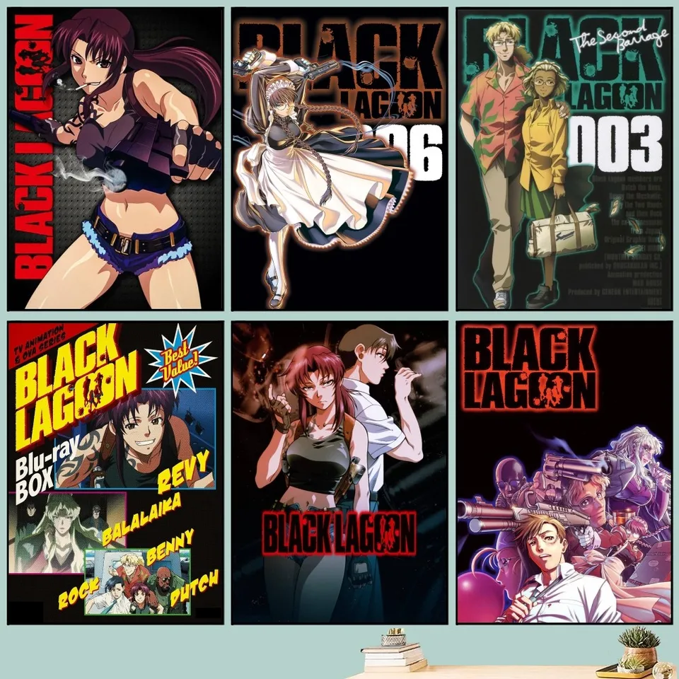 Japonská anime čierna lagúna plagát Art Self-Padheve Art Malý plagát HD Kvalita plagátu nástenná maľba maľba štúdia nástenná dekorácia