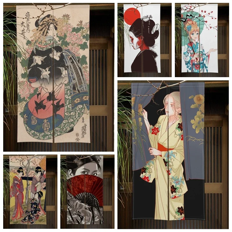 Japonská geisha dvere curtain umelecké dievčatá jedálenské dvere dekorácie Závesť priečka Záves kotúča Kuchyňa vchod