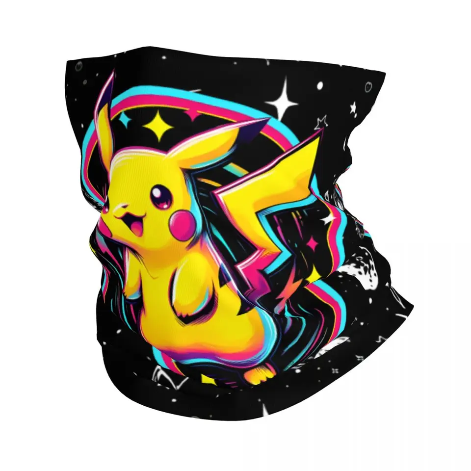 Japonská karikatúra anime pokémon motokros bandana krk kryt pikachu face šál viac-používaný cyklistický cyklistický jazdec na koni po celú sezónu