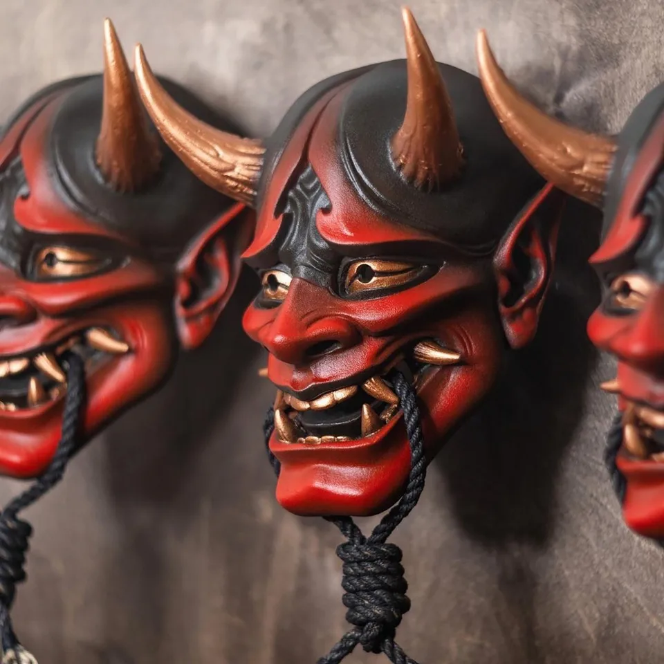 Japonská latexová maska ​​Prajna Latex Mask cosplay samurai noh kabuki vrah Demon Ghosts čeliť strašidelným maskám Halloween Party Party Propss