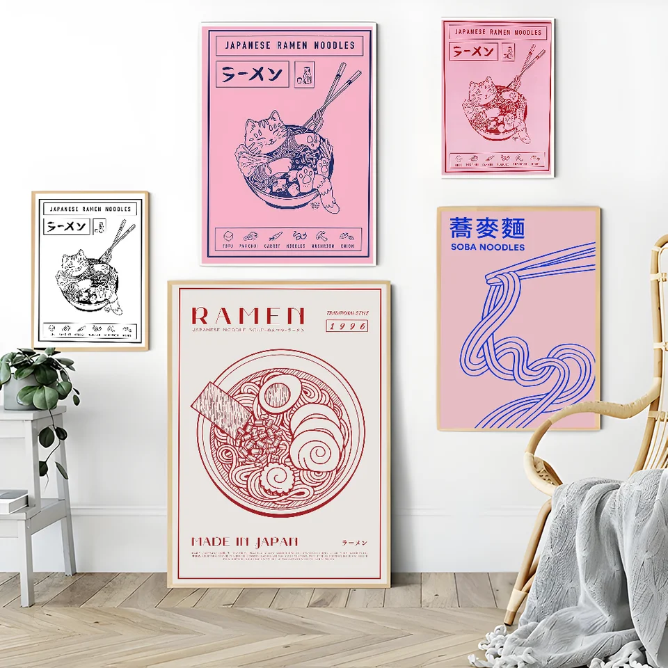 Japonská maľba maľba zvieraťa karikatúry vintage plagáty lepivé vinobranie miestnosť domáca barová kaviareň dekor kawaii izba dekor