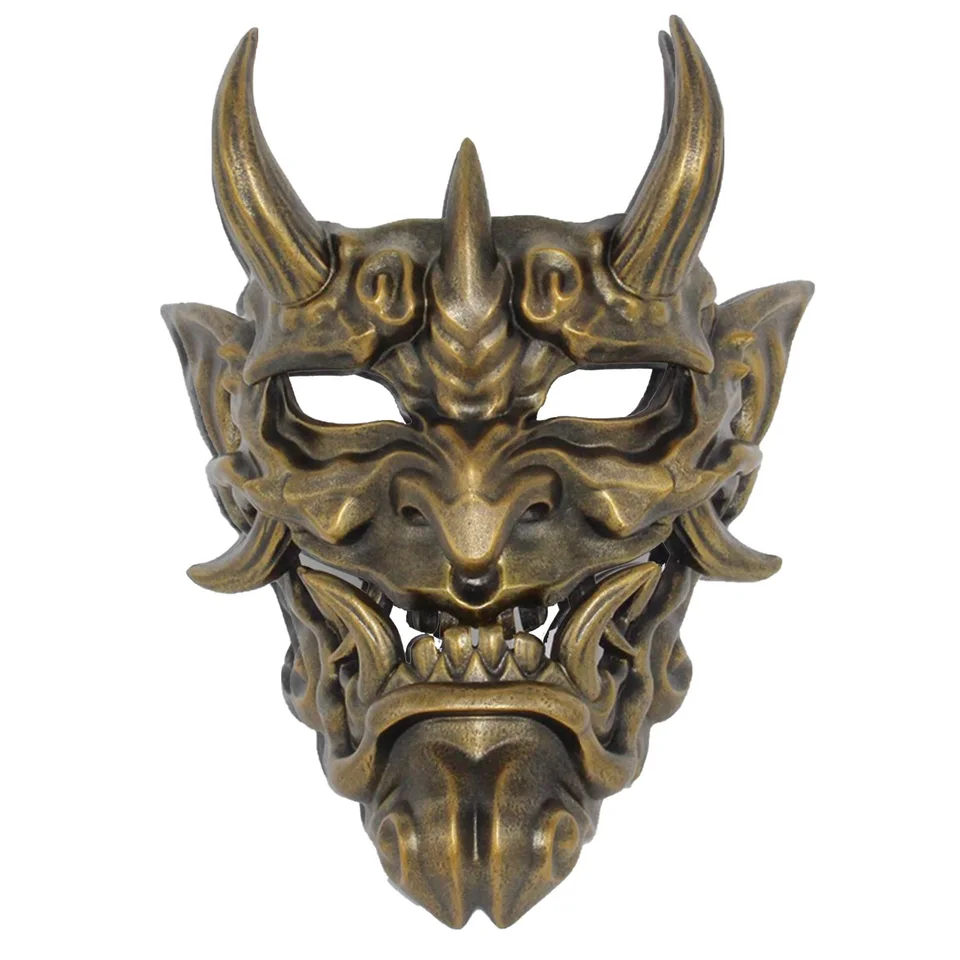 Japonská monštrum diabol hannya maska ​​noh démon Oni samurai živica plná tvár Sheild