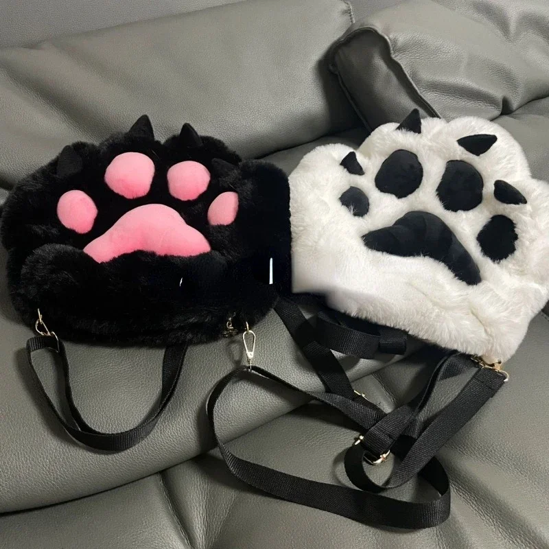 Japonská nadýchaná kawaii Cat Paw Paw batohy karikatúry sladké študenti módne príležitostné školské tašky Trendy y2k roztomilé krížové tašky Ženy