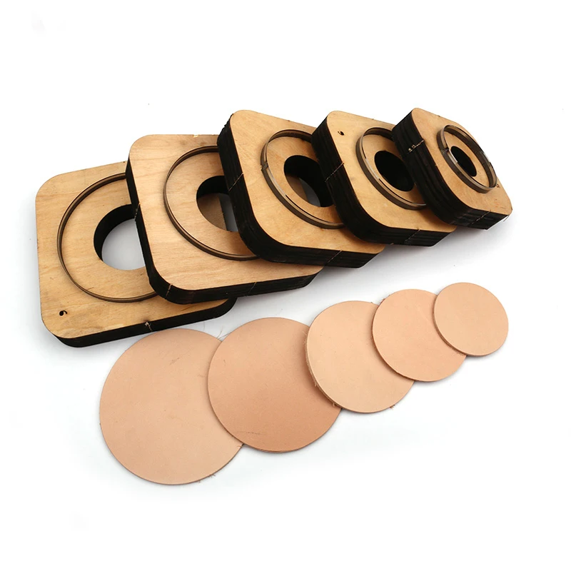 Japonská oceľová čepeľ Rule Die Cut Oceľ Punch Round Circle Rezacia forma dreva zomiera pre koženú rezačku pre kožené remeslá