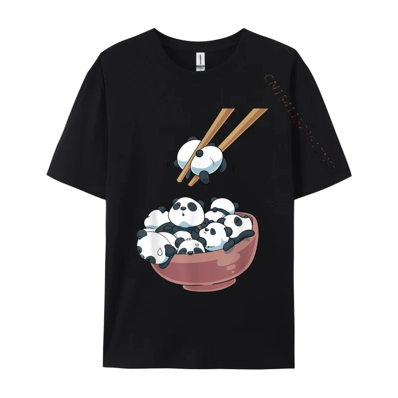 Japonská panda medvede ramen rezance misky Party tričká Nové dizajnérske topánky Čisté bavlnené pánske vtipné tričko