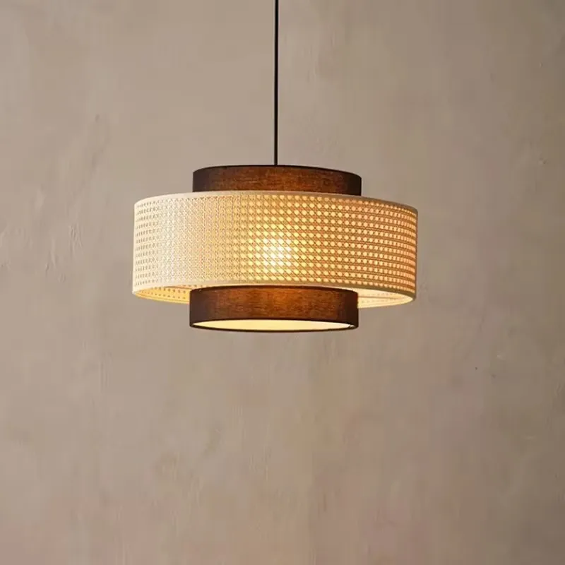 Japonská retro reštaurácia prívesok Svetlo ručne vyrábané tkané ratanové lustre obývacia izba prívesok lampa domáci dekor osvetľovacie svietidlá
