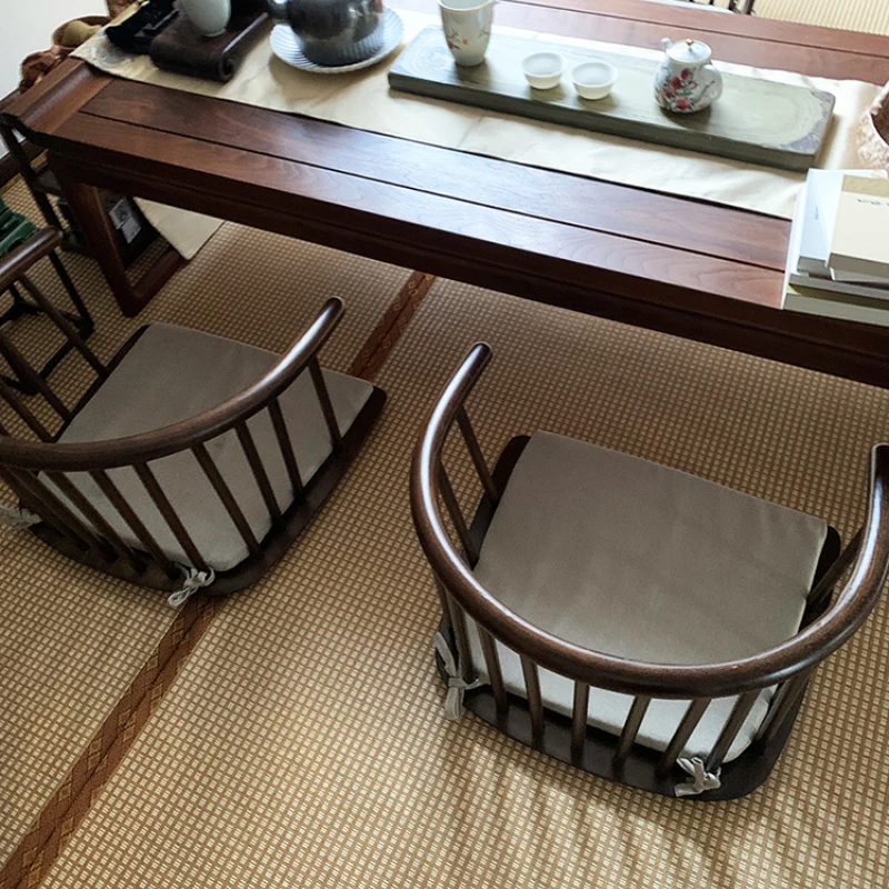 Japonská stolička Tatami Bay Bay Backrest sedadlo s zábradliami pre čajovňu bez nôh Nízky kreslo MOSILNÝ MODE