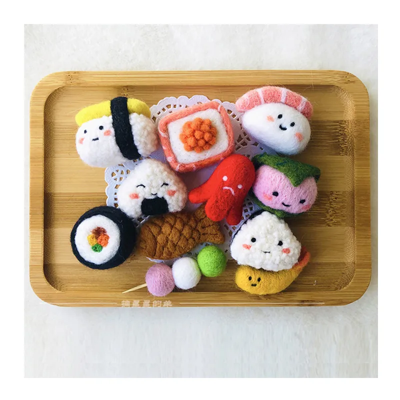 Japonská súprava na vlny Sushi Wool, plstená ihla, prívesok na plstenie, remeslo, kutilstvo, ručne vyrábané