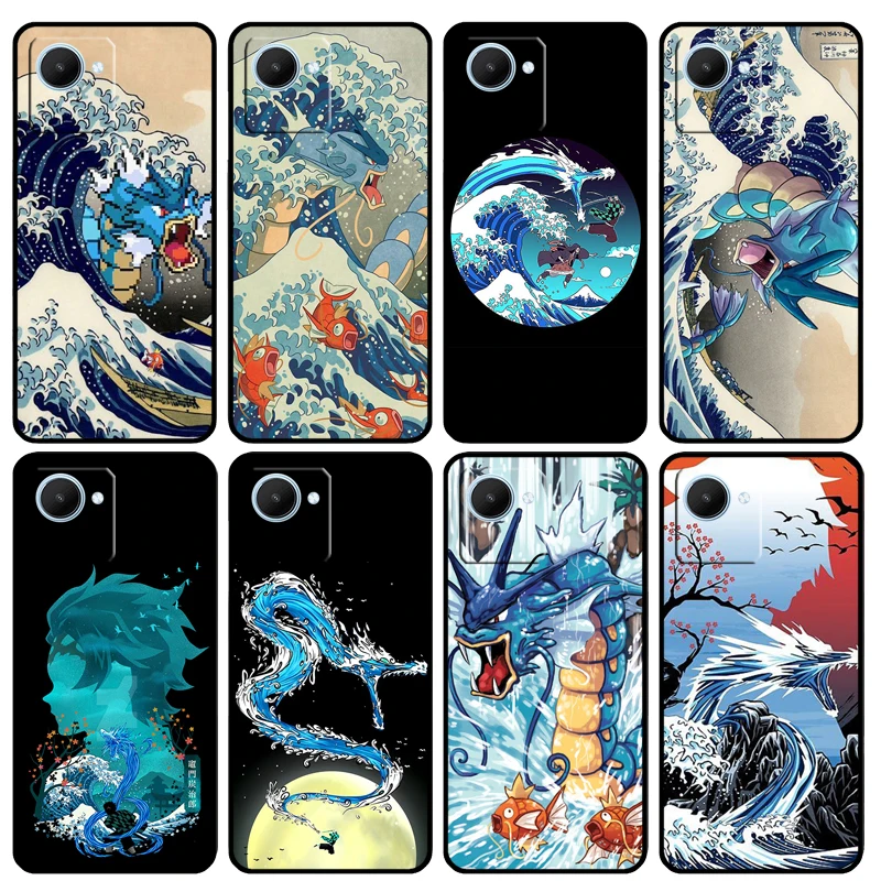 Japonská vlna anime dračie puzdro pre Realme C30 C35 C21 Y C25 C11 C15 C15 8i 9i 10 8 9 Pro Plus GT Master Neo 3T 2 3