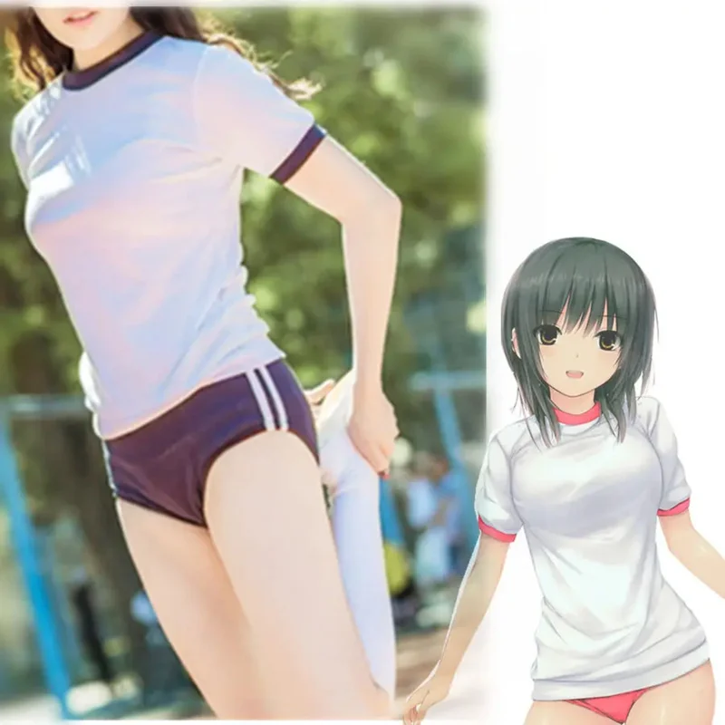 Japonská školská jednotná cosplay kostýmy telocvičňa športové oblečenie T-krátke šortky plné sety d67