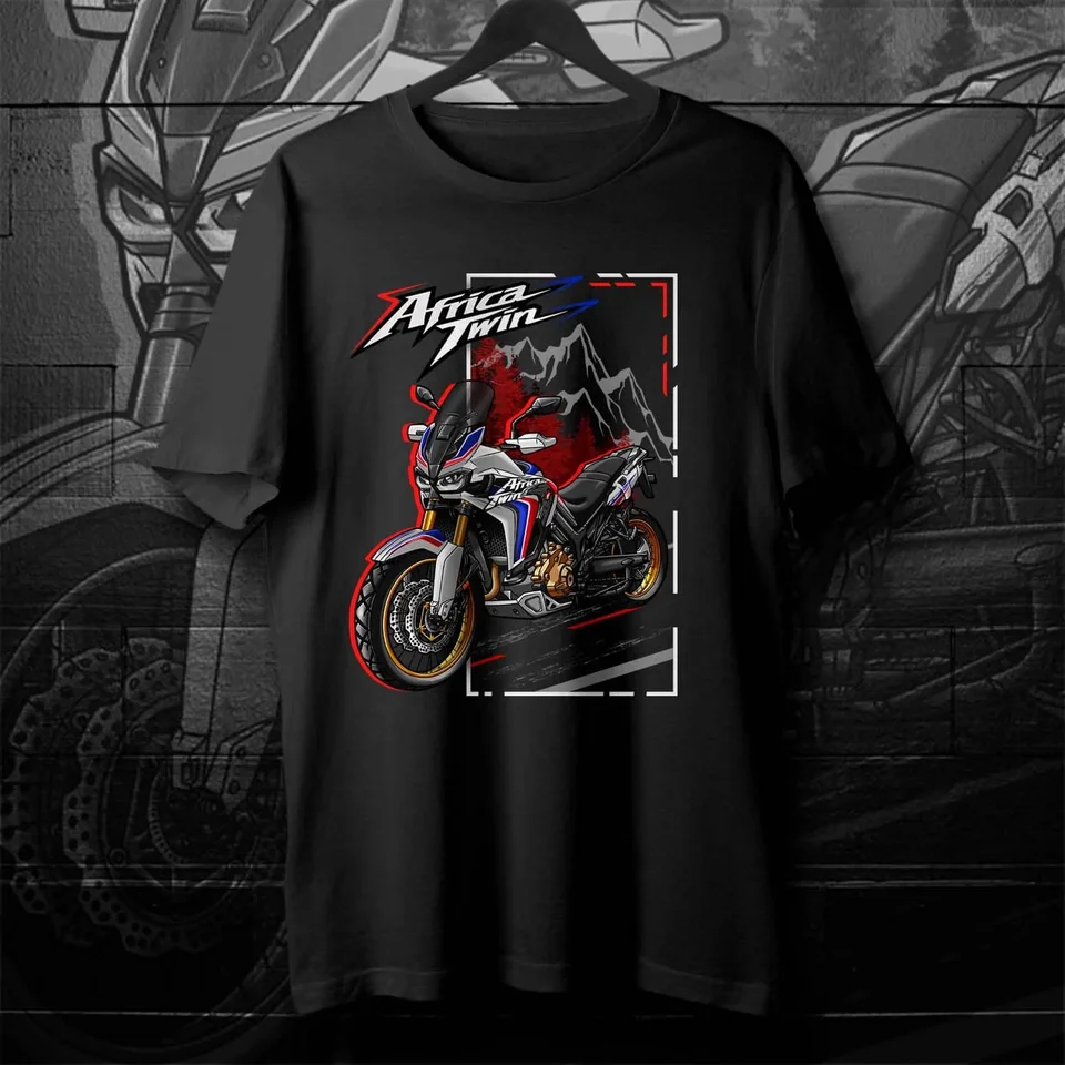 Japonské 2016-2019 Modely Africa Twin CRF1000L Tričko na motocykli 100% bavlna O-NECK Krátky rukáv Casy Mens Tričko Streetwear