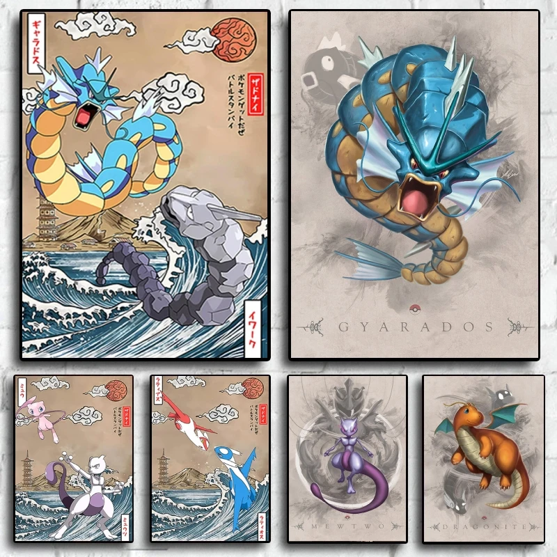 Japonské anime plátno Pokémon Pikachu mewtwo maľby nástenné dekorácie karikatúra Obrázok Obrázok Obrázok Darčeky HD tlačené umelecké výtlačky