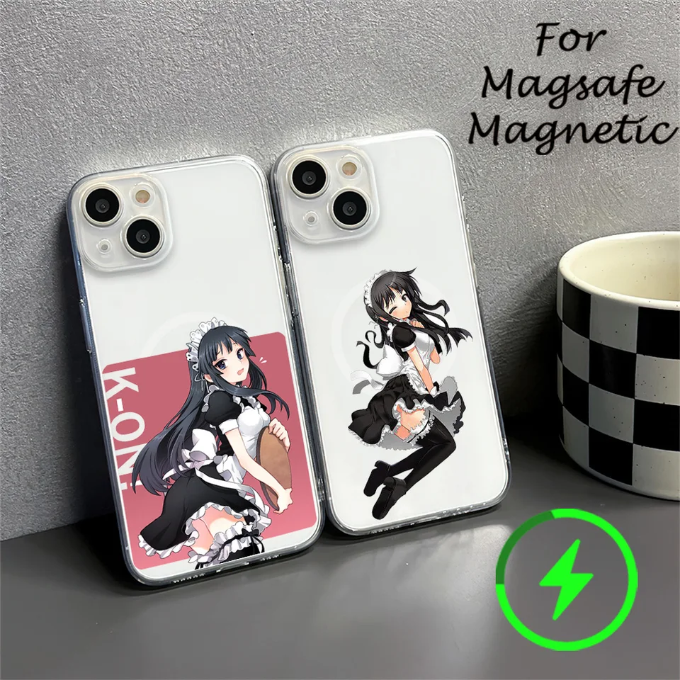 Japonské dievčatá karikatúra roztomilá slúžka dievčenská puzdro pre iPhone 15 14 13 12 11 Transparentné magnetické sacie kryt