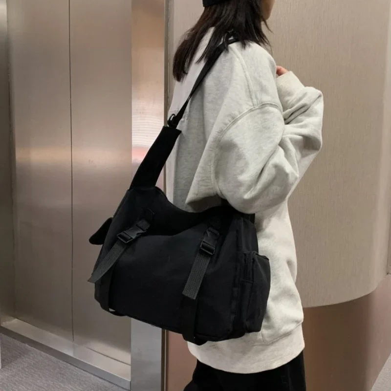 Japonské harajuku ženy Messenger taška masívne farebné plátno Crossbody tašky Študent veľkú kapacitu kabelky ramenné vrecko Bolsos vak