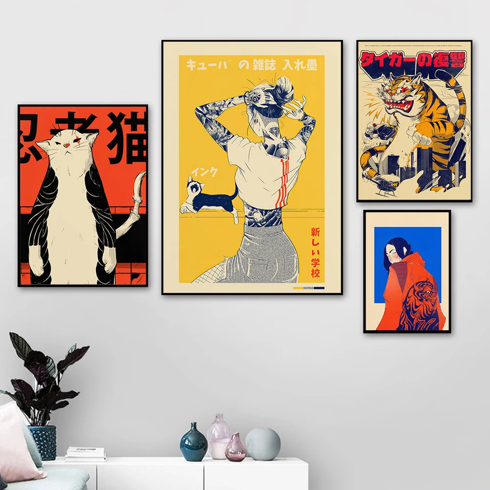 Japonské plátno tlač La Tinta Cat Plagát