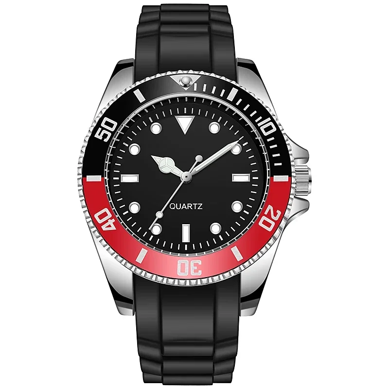 Japonské pohybové hodinky 40 mm otáčajúci rámec gumový remienok Quartz hodinky Men Clock Silikone remienok Športové náramky