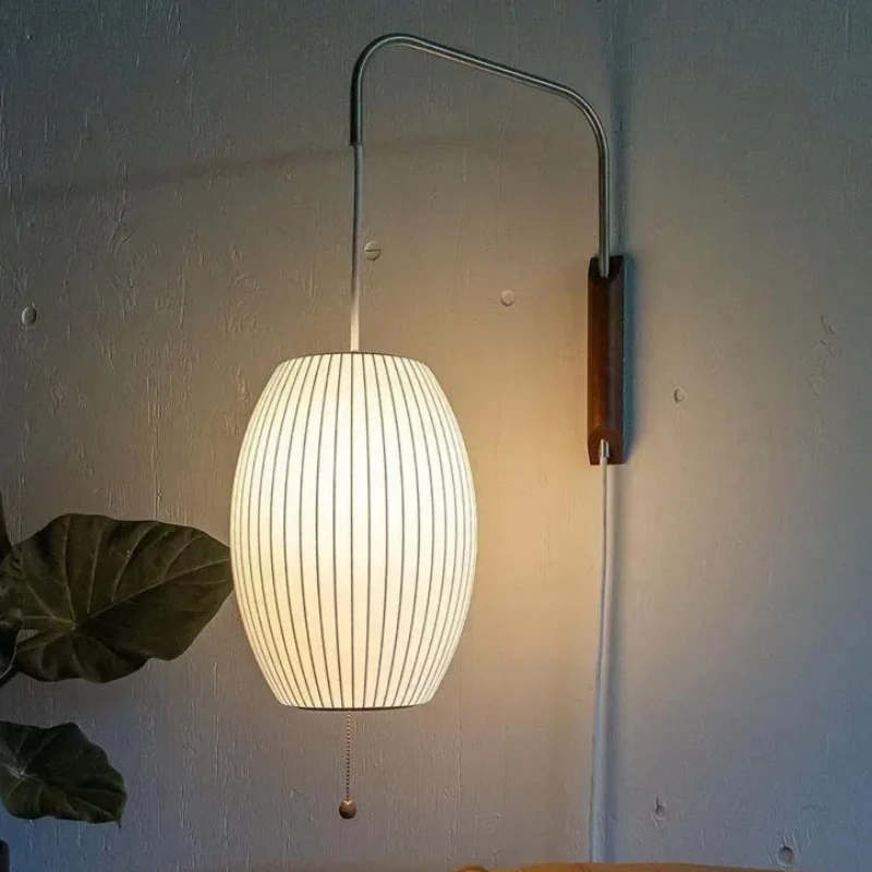 Japonské ručne tkané hodvábne svetlo Nelson Wall Lamp Design pre obývaciu izbu dekoratívne nástenné stolové stolové svetlá spálne