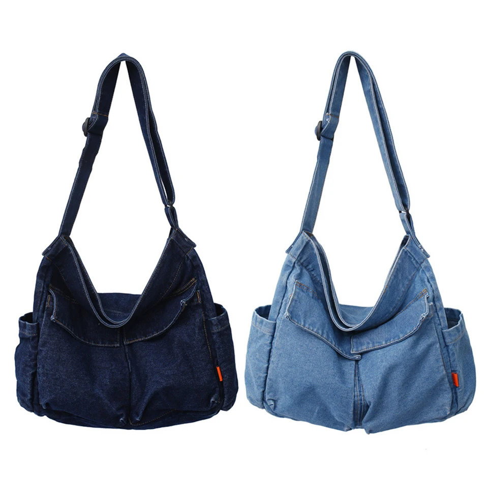 Japonské tašky na ramene harajuku retro denim Messenger Veľká kapacita kabelky dochádzanie do kabelky pre dámske