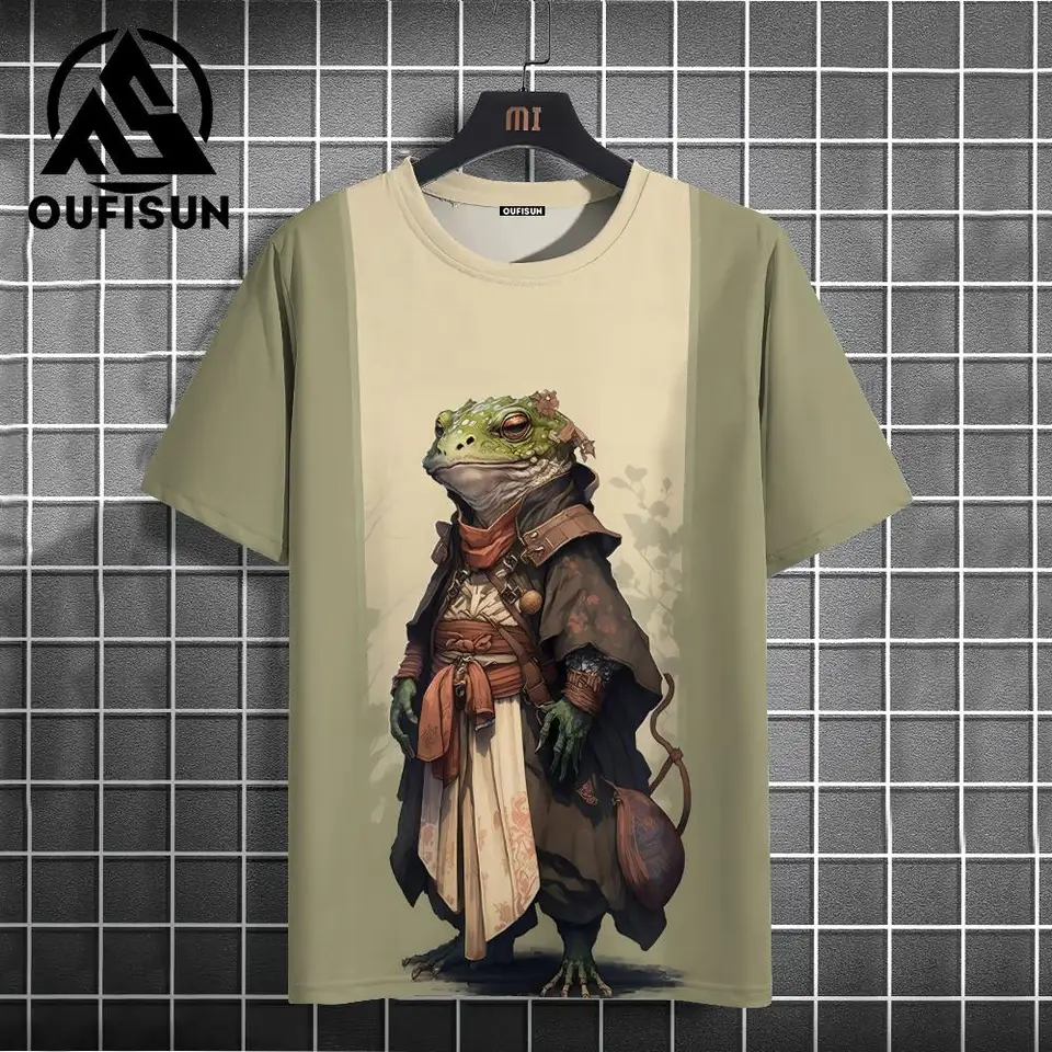 Japonské tričko samurai pre mužov 3D zvierací tlač s krátkym rukávom Topy Tops Tops Príležitostné tričko Nadmerné tričko Retro Men Obliekanie