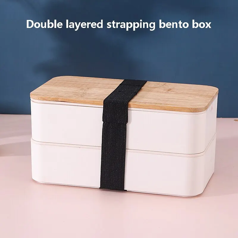 Japonskí pracovníci v pokladni Bento Dvojnásobok veľkej kapacity rozdeľovacej plastovej bambusovej pokrývky Študentský obedový box