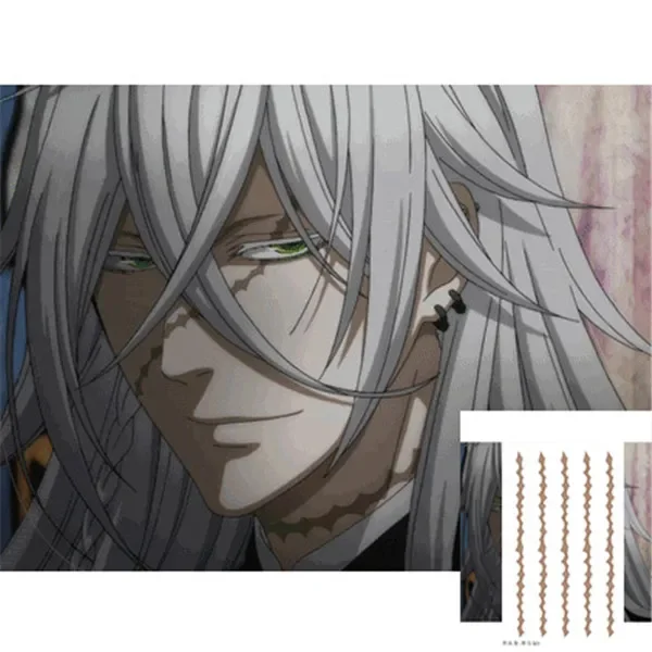 Japonský anime barbler pod výbežkom Cosplay tetovania Tetovanie tvárou v tvár
