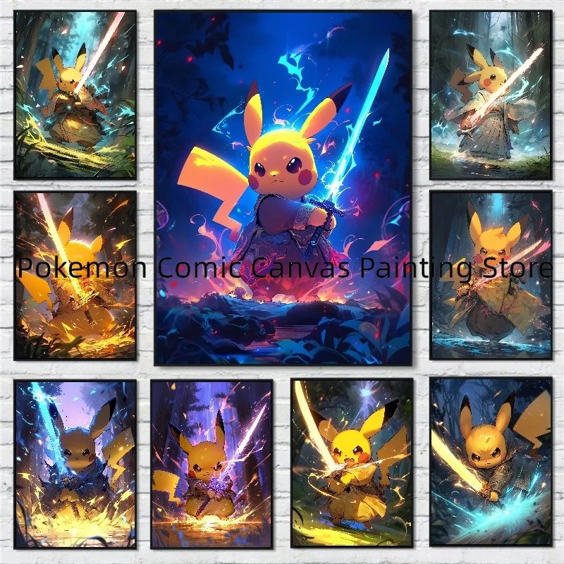 Japonský anime Pokemon Pikachu na stenu plagátu nástenná maľba vhodná pre domácu spálňu dekorácie obývacia izba obrázky detský darček