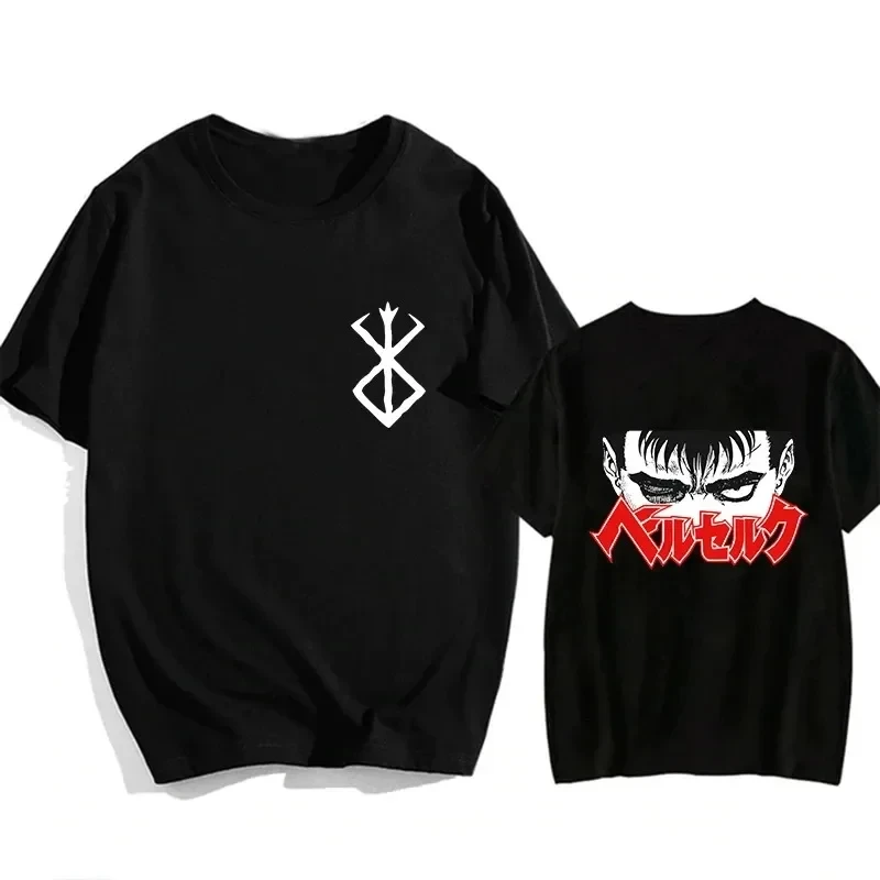 Japonský anime pánsky tričko Berserk Guts Eyes Tlač grafika Tričko s krátkym rukávom Men Manga Streetwear Hip Hop Tops Tee Clothing