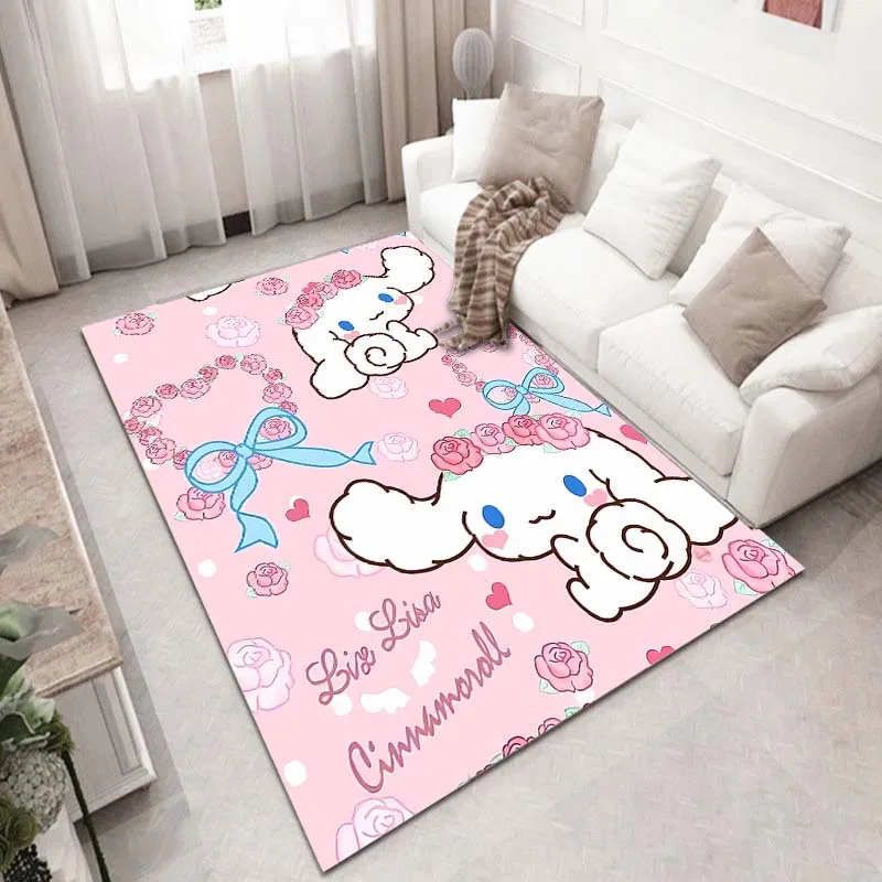 Japonský Cinnamoroll Cartoon Area Koberček Koberec pre obývaciu izbu Detská spálňa pohovka Sanrio koberec Domáca dekorácia, darčeková podlahová podlaha darček