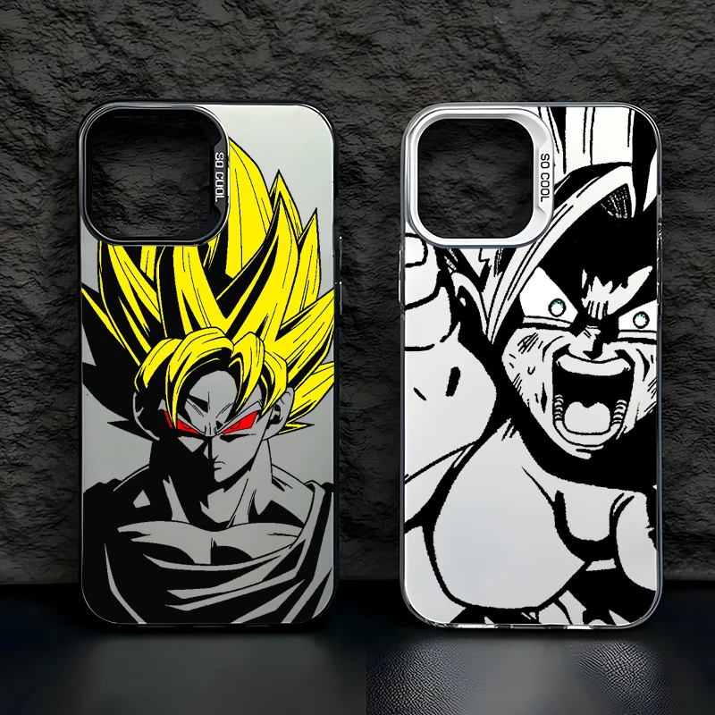 Japonský Goku DD-Dragon Ball For Apple iPhone 15 14 13 12 11 8 7 xs xr x Pro Max Plus farebný strieborný chrbát telefónu
