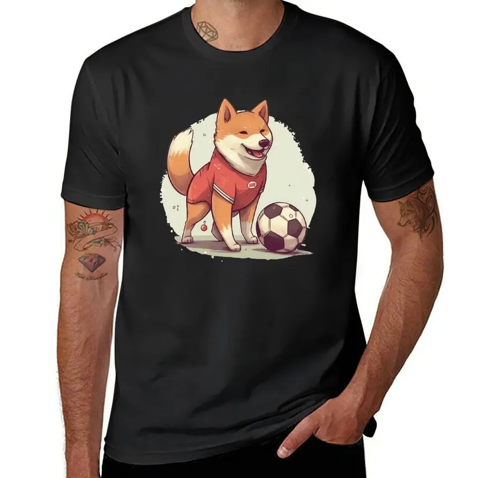Japonský pes Shiba Inu futbalové športové koníčky Tričko Tričko letné top rýchle sušenie veľké a vysoké tričká pre mužov