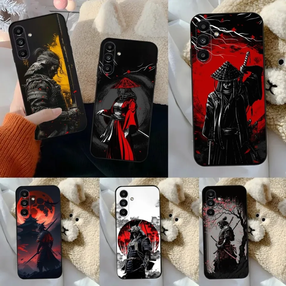 Japonský puzdro na telefón Bushido Samurai pre Samsung S24,23,22,30,21,10,9, Ultra, Plus, Lite, Fe, 5G čierny mäkký puzdro