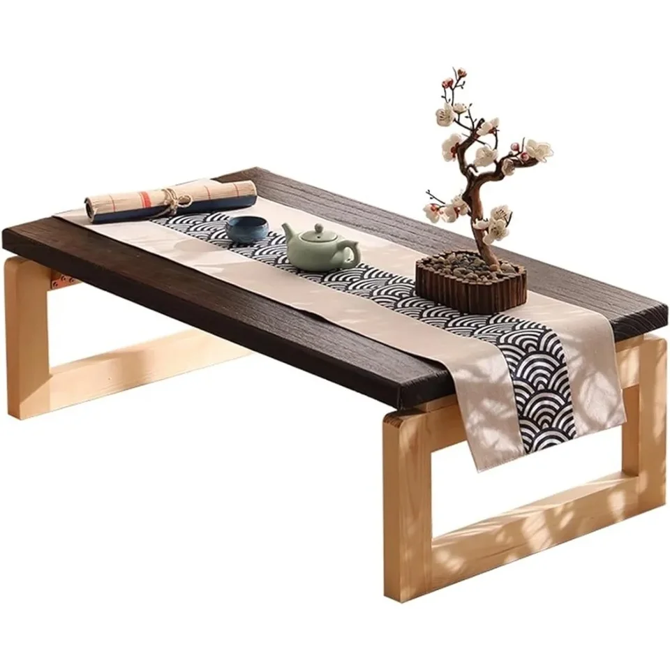 Japonský stolík na podlahe, skladací konferenčný stolík, 35,5x19,7 x 11,8 palca