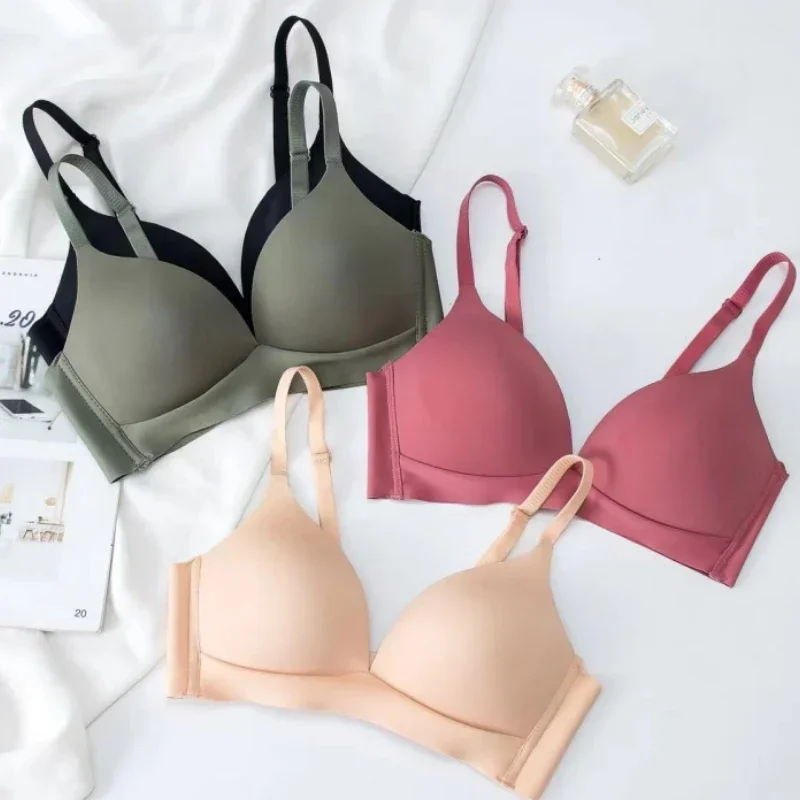 Japonský štýl bezšvové podprsenky Comfort Wireless spodná bielizeň Dámska no oceľový prsteň Bralet 3/4 šálka lesklá podprsenka Žena spodná bielizeň