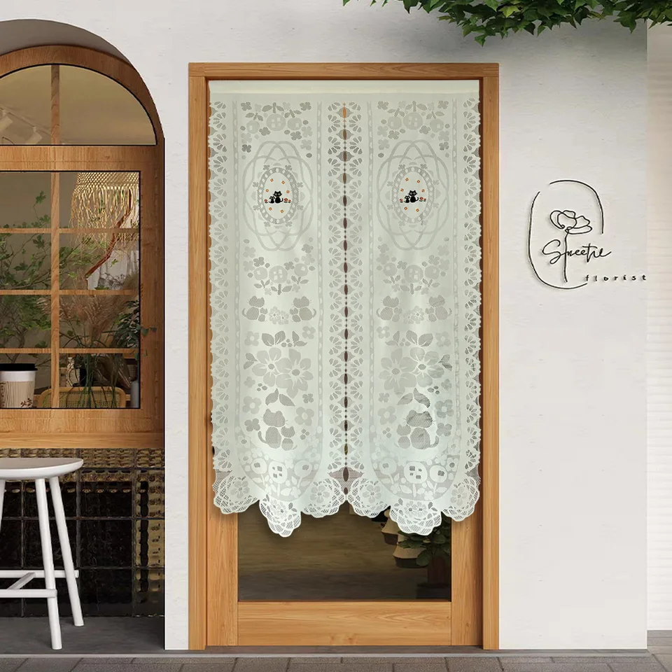 Japonský štýl dverí záclony NOREN, LACE LACE CAT KRÁTKY PREHODY, Kuchynský dizajn DULW Design Light Filtring