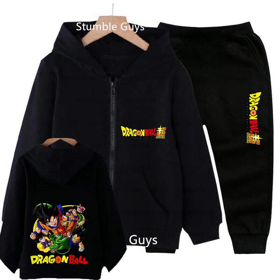 Jar a jesenné anime dragon loptu z mikiny set detské oblečenie goku mikrother cartoon dlhý zips s kapucňou detské topy