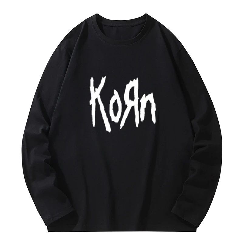 Jar a jesenné pánske tričká módne dlhé rukávy Korn Rock Band Letter Tirt Cotton High Street tričká plus veľkosť plus veľkosť