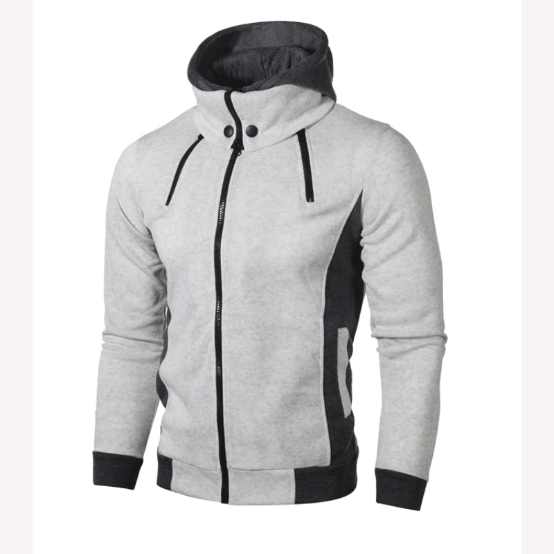 Jarná jeseň Nový s kapucňou s dlhým rukávom módny kardigan Man High Street Zipper Patchwork vrecká Outwear Vintage All-Match Tops