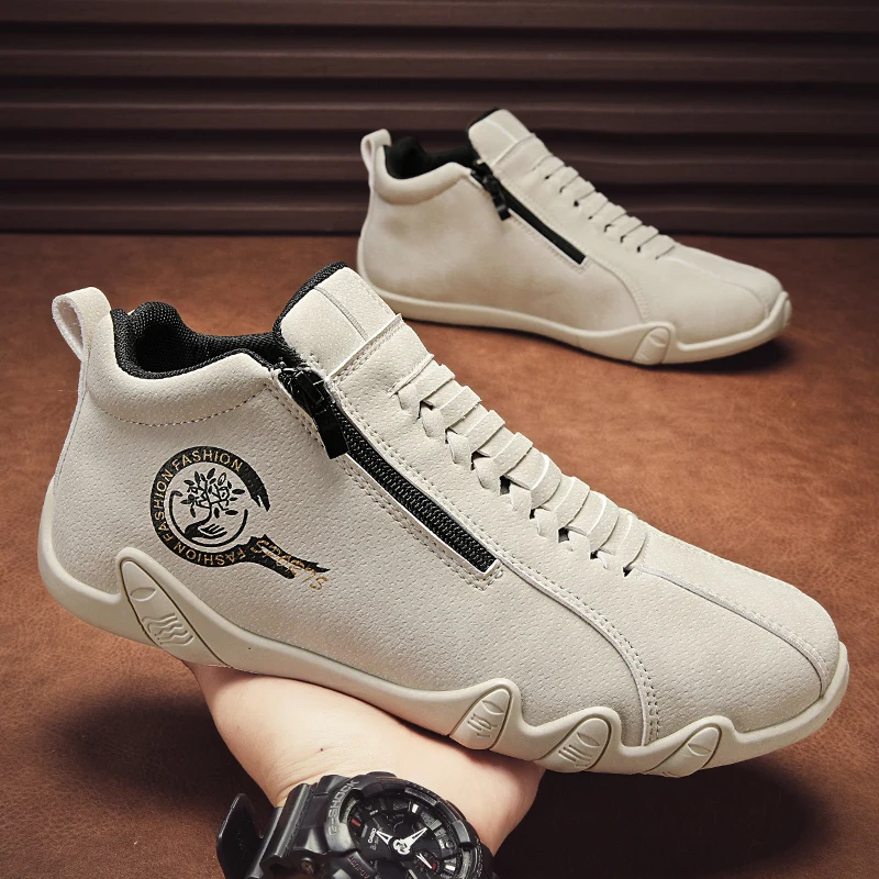 Jarná ležérna kožená topánka pre mužov módna obuv Vysoko kvalitné ploché topánky Soft Sole Sole Luxury Slip-On Light Sneger Sneka