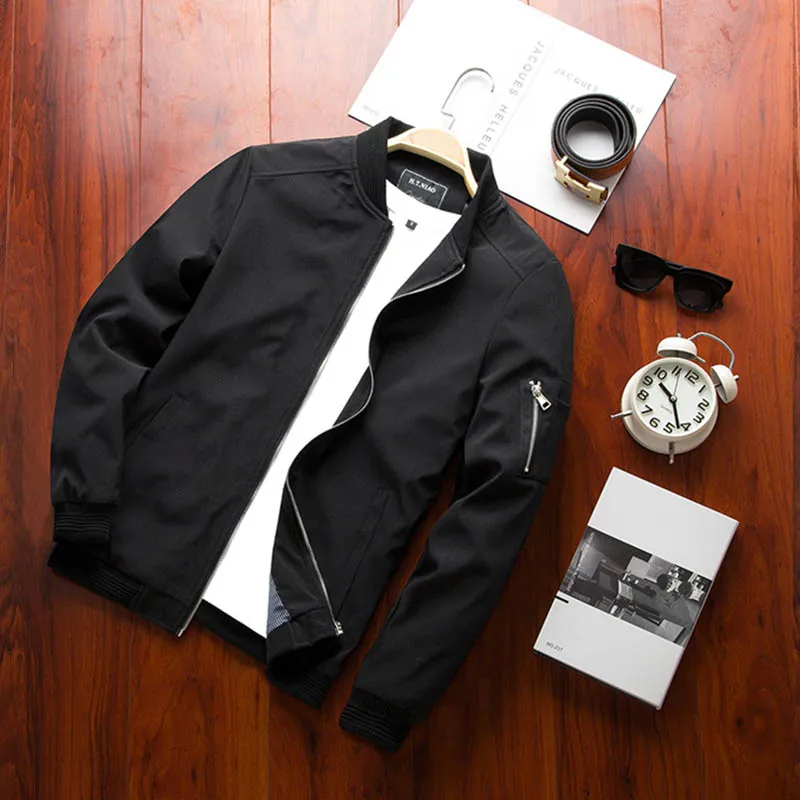 Jarná nová pánska bombardovacia bunda Male Casy Streetwear Hip Hop Hop Slim Ruckve Coat Men Obliekanie plus veľkosť 6xl