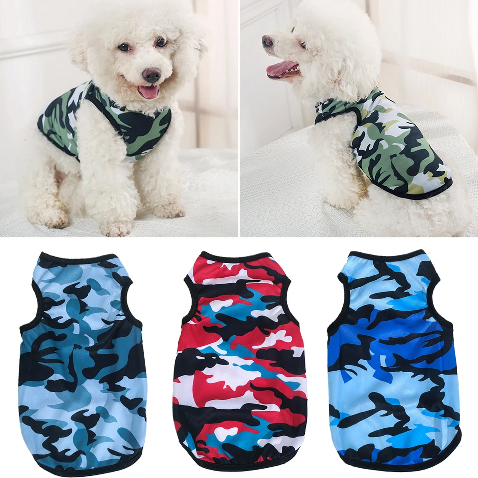 Jarné letné psie oblečenie maskovacia vesta pre malé psy Pet Pet Puppy T tričko Pohodlné domáce zvieratá domáce zvieratá roztomilé