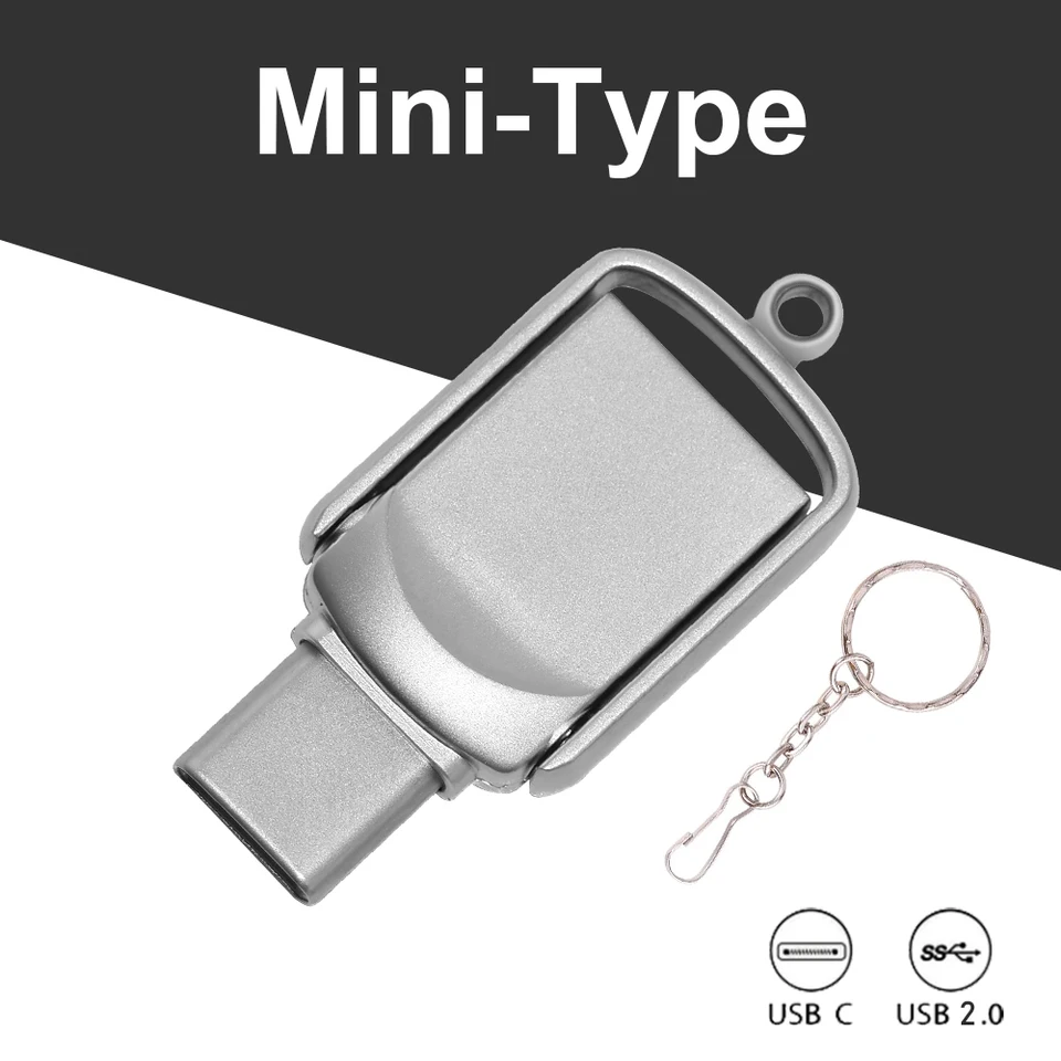 Jaster 128 GB Metal U Disk 2 v 1 OTG 64 GB 32 GB Flash Drive USB 2.0 16 GB Kľúčové reťazce Peny Peny Pamäť typu C Type C Darčeky Adaptér