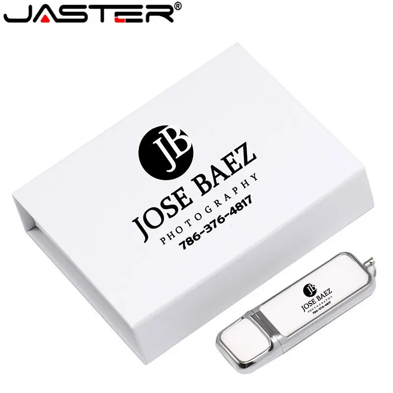 Jaster Custom Logo Farba tlačeného kože USB 2.0 Pamäťové palice Flash Drive Drive 64 GB 32 GB 16 GB 8 GB 4 GB Company Gift