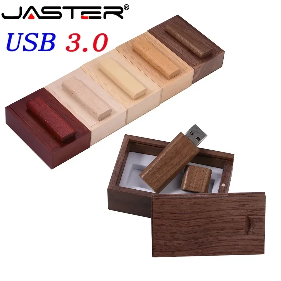 Jaster Drevené s boxom USB 3,0 Flash Drives 128 GB zadarmo logo pamäťová palica 64 GB Oval Pen Drive 32 GB Vysokorýchlostná USB Stick 16 GB 8 GB