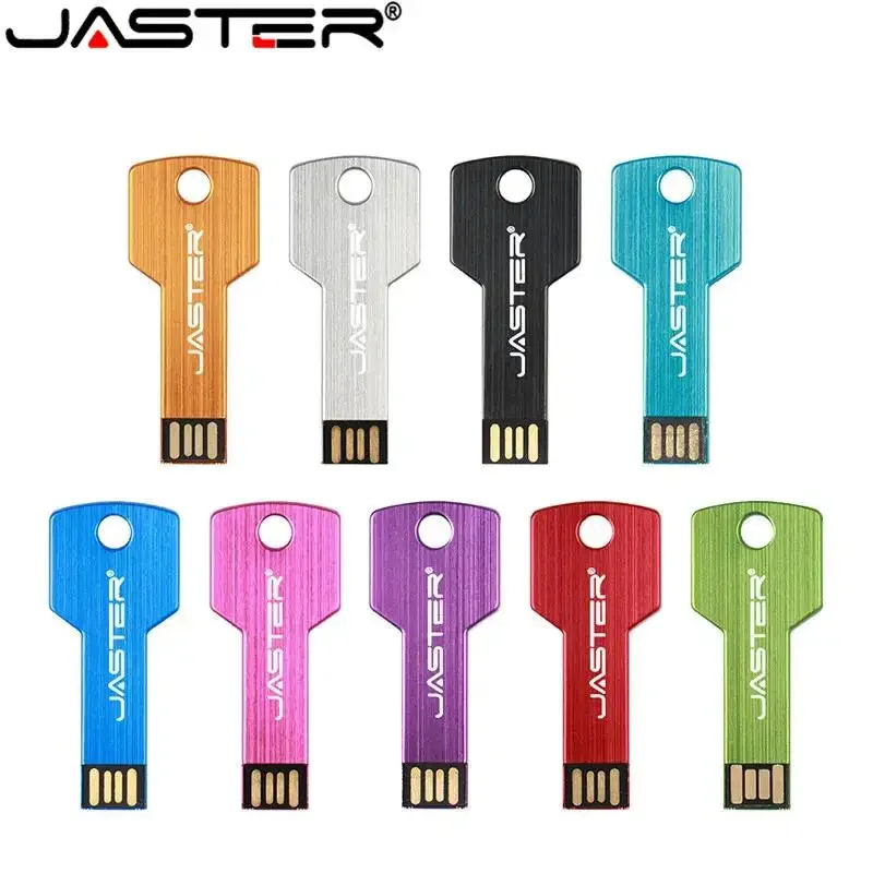 Jaster Metal Key Shape USB 2.0 Flash Drives Peny Penne Peno vodotesná pamäťová palica Skutočná kapacita U Disk 16 GB 32 GB 64 GB USB Stick 8 GB