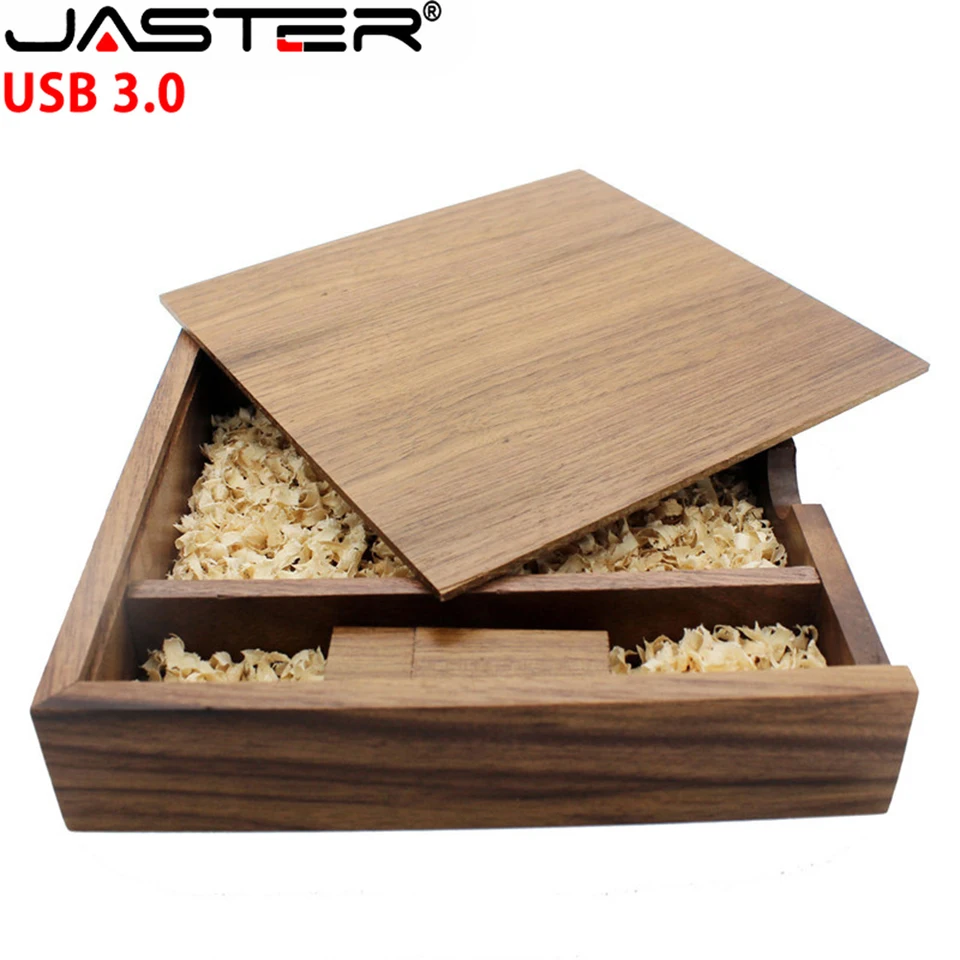 Jaster USB 3.0 Drevená fotografia Unikátny album Box U Disk Pendrive 4GB 8GB 16 GB 32GB 64GB 128GB Žiadne logo Prispôsobené (veľkosť 170*170*35 mm)