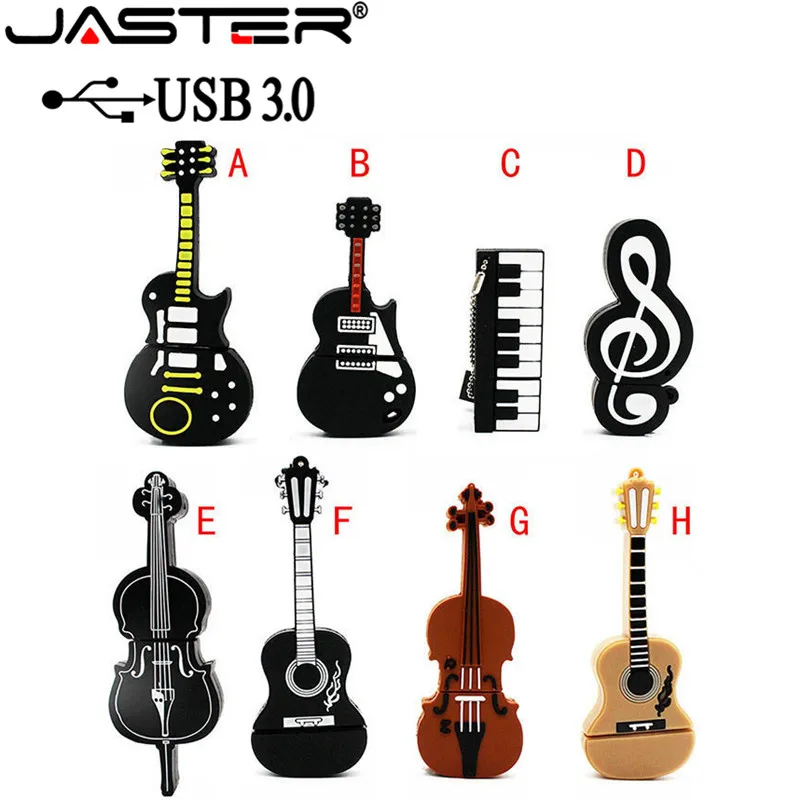 Jaster USB 3.0 Hudobná poznámka Pen Drive Hudobný nástroj USB Flash Drive Pendrive 4GB 16 GB 32GB 64GB Karikatúra pamäť pamäť u disk u disk