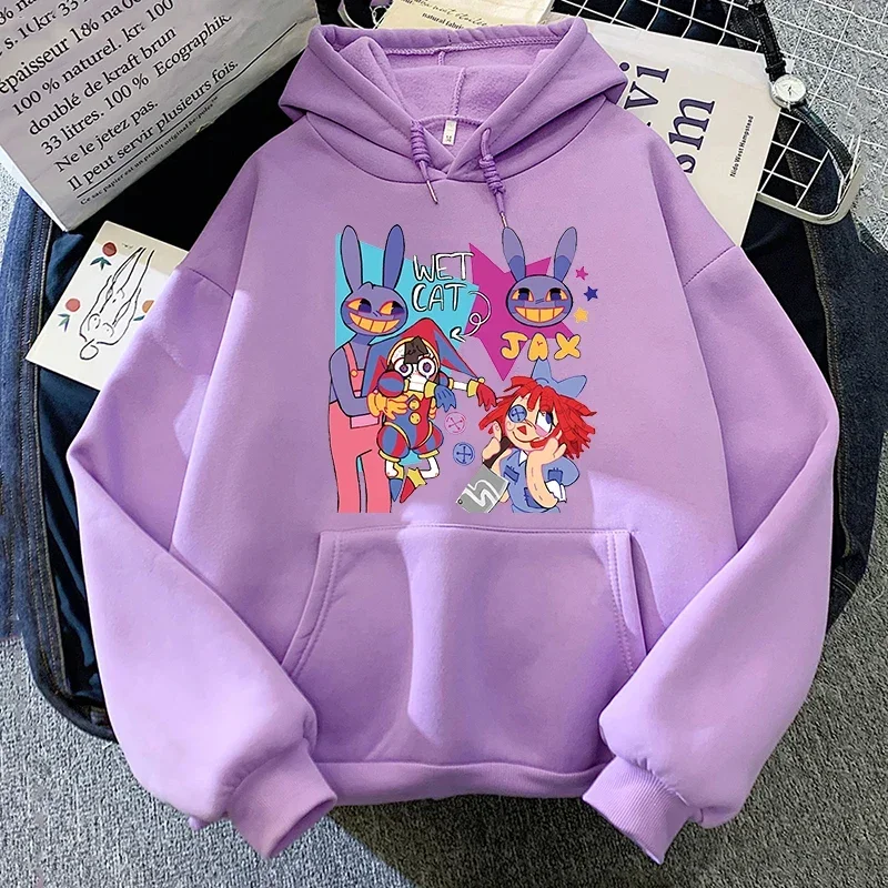 Jax The Amazing Digital Circus Hoodie Fashion s dlhým rukávom kawaii unisex jesenná zimná vinobranie mikiny neformálne Y2K Top Tees